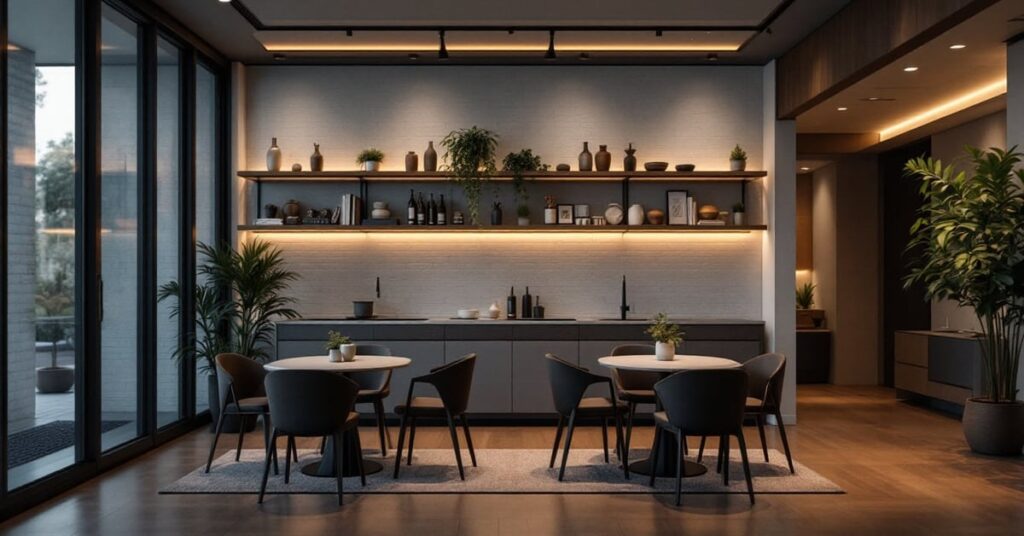 Salle de réception élégante prête pour un événement professionnel - location événementielle