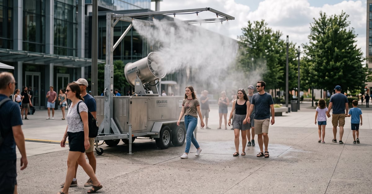 Location brumisateur événementiel installé en extérieur lors d'un événement estival
