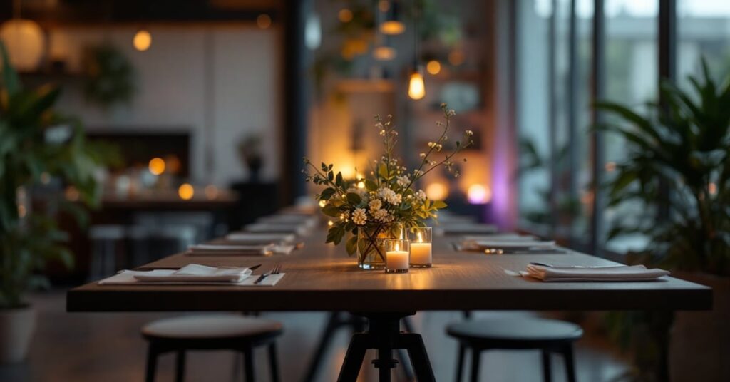 Location décoration événementielle : tables et éléments décoratifs élégants pour un événement professionnel