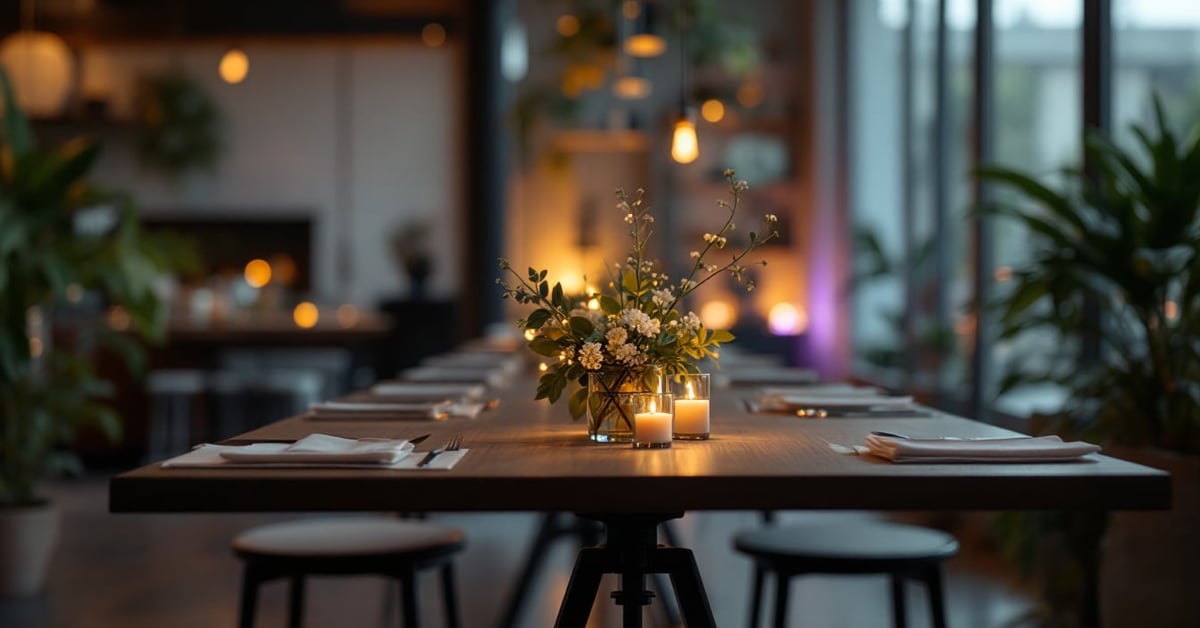 Location décoration événementielle : tables et éléments décoratifs élégants pour un événement professionnel