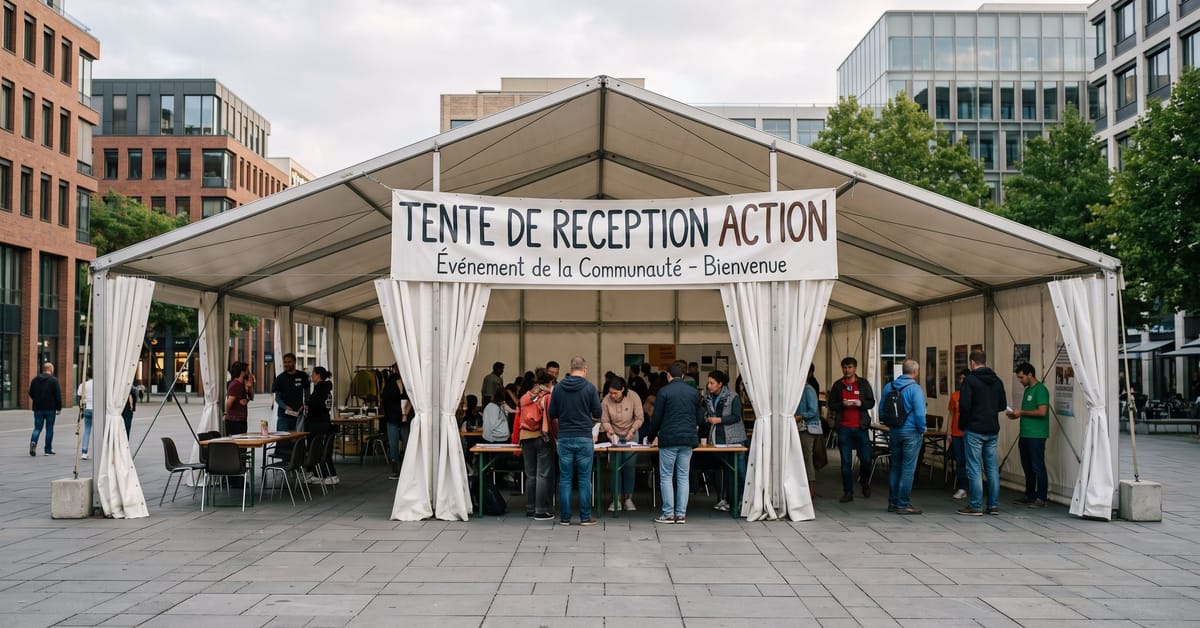Tente de réception Action montée en extérieur, modèle abordable pour événements et fêtes de jardin